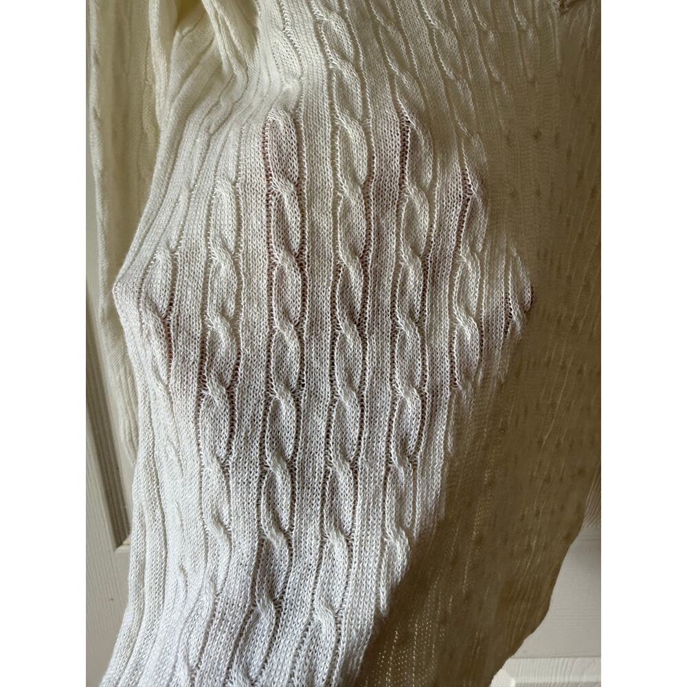 J.Crew 100% Linen Cable Knit Sweater‎ Ivory Size M Coastal Preppy Fisherman - Picture 4 of 6